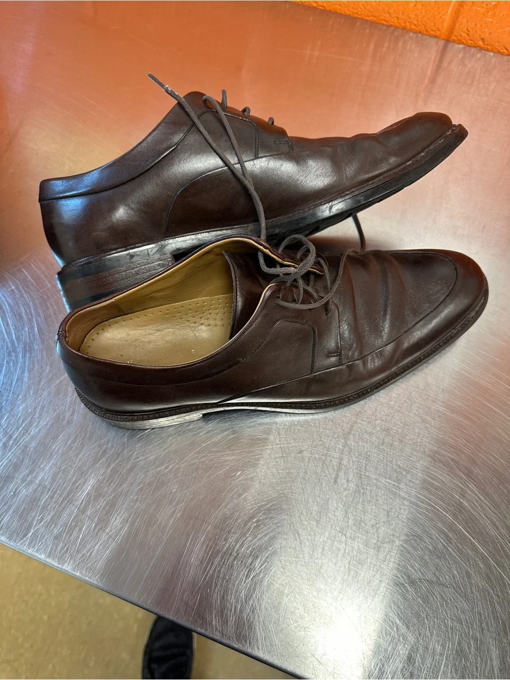 Cole Haan Grand.OS Brown Leather Apron Toe Derby Dress Shoes Men’s 9.5M